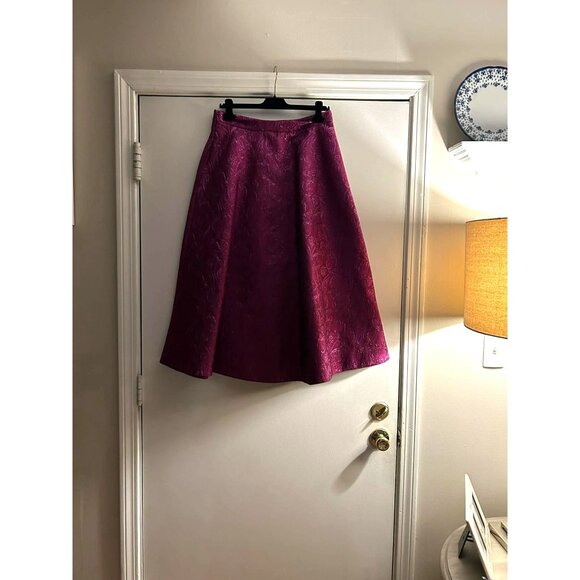 NWT $7K Valentino Floral Brocade Midi Skirt Primula/Lurex Size 8 - Picture 5 of 7